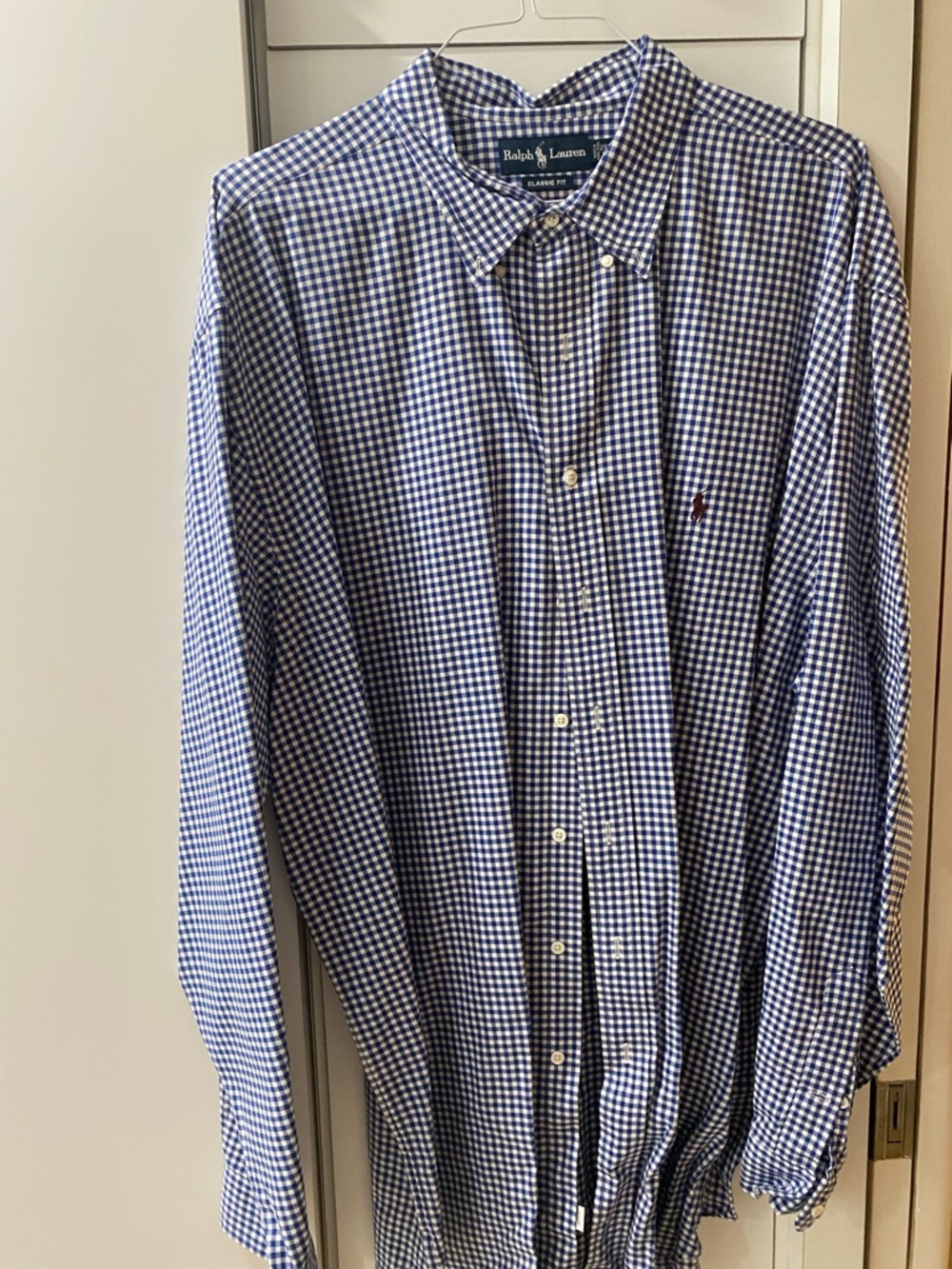 Ralph Lauren Navy and White Gingham Button-Down Shirt - Men's
